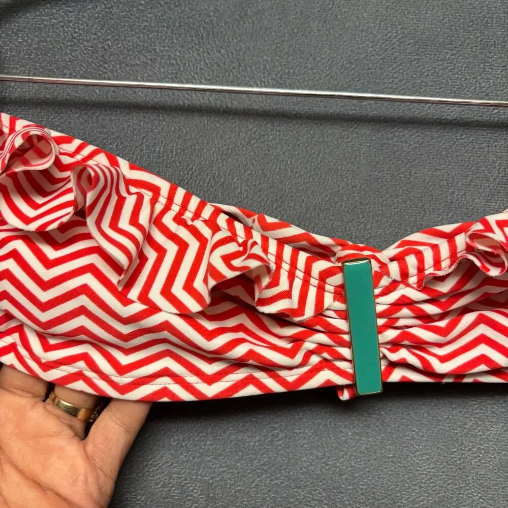 Xhilaration Strapless Bikini Top Womens Medium Sjkirted Geometric Shapes Tie Sea